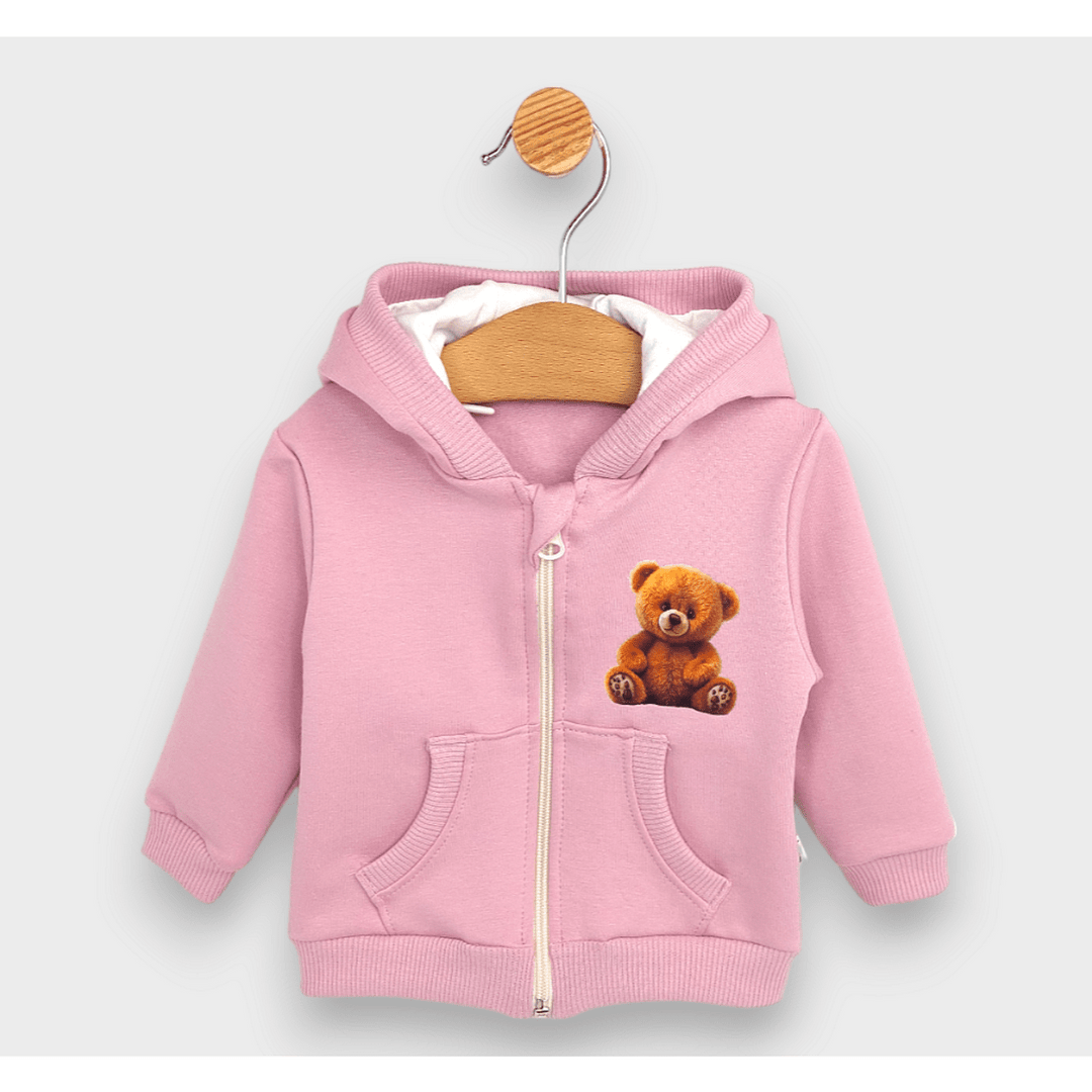 Hanorac pentru copii Rainy Cute Bear 62-92 cm, culoare roz prăfuit