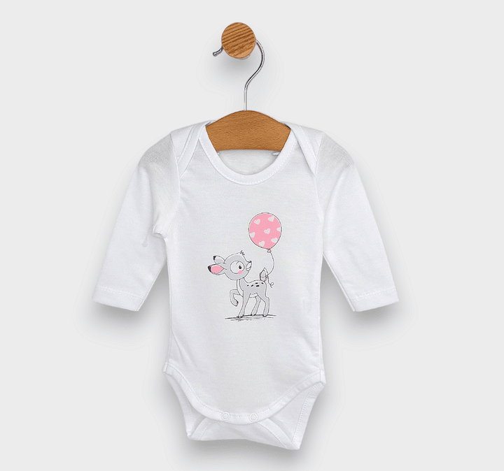 Rainy Body pentru copii cu mânecă lungă, cu căprioară și balon, 56-62 cm.