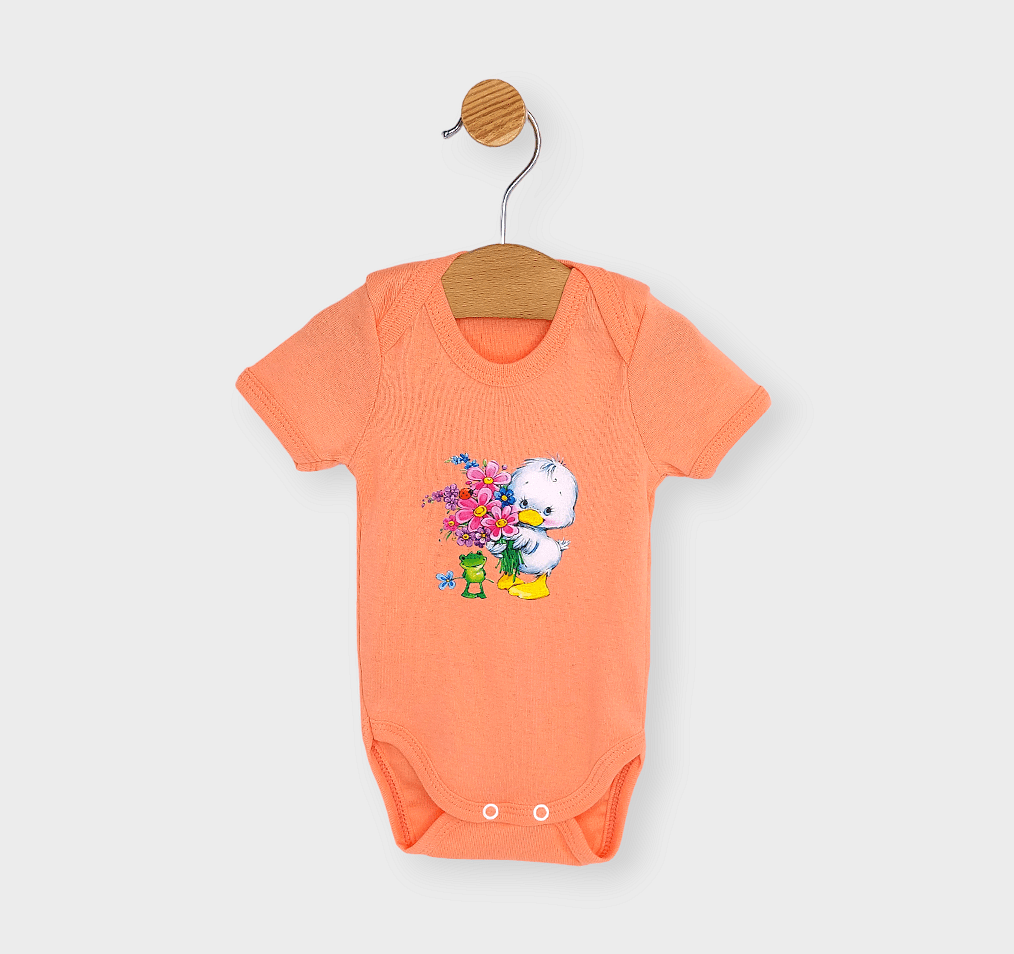 Rainy Body pentru copii cu mânecă scurtă Rață cu flori 48-80 cm.