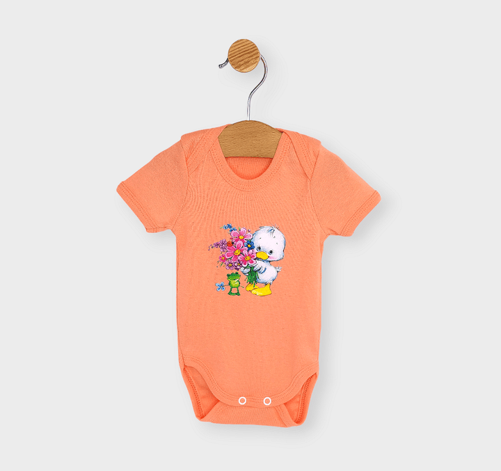 Rainy Body pentru copii cu mânecă scurtă Rață cu flori 48-80 cm.