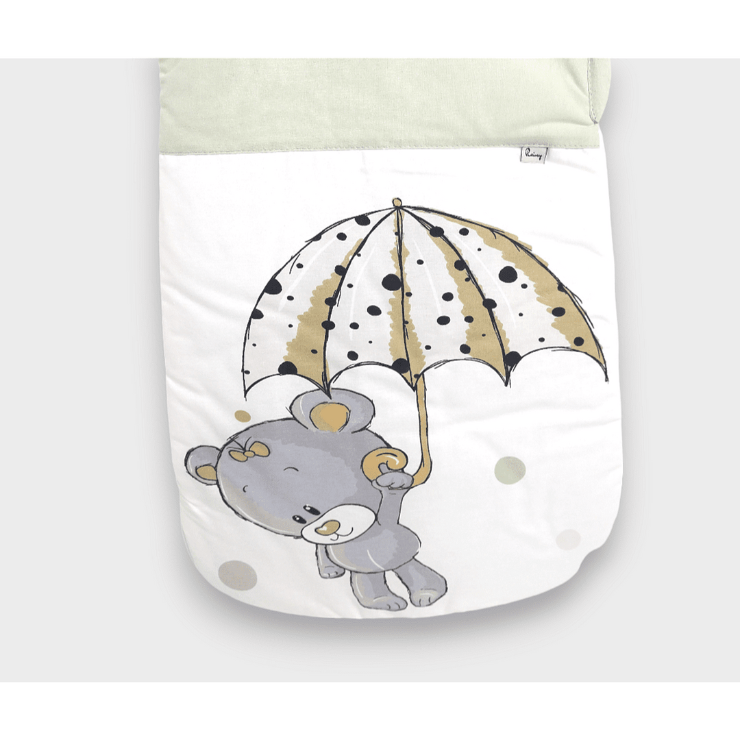 Rainy Sac de dormit pentru copii Ursuleț gri cu umbrelă