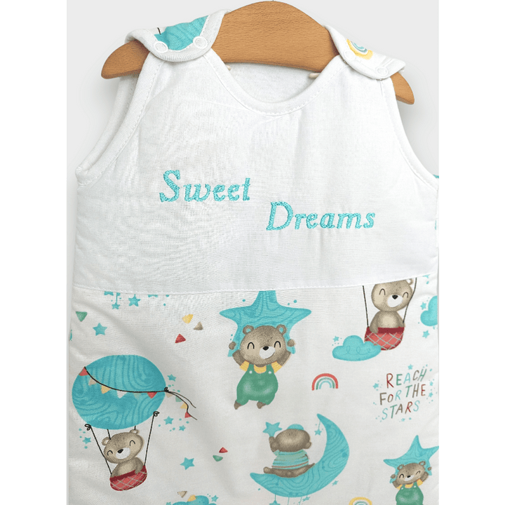 Rainy Sac de dormit pentru copii Sweet Dreams Ursuleț pe lună verde mentă
