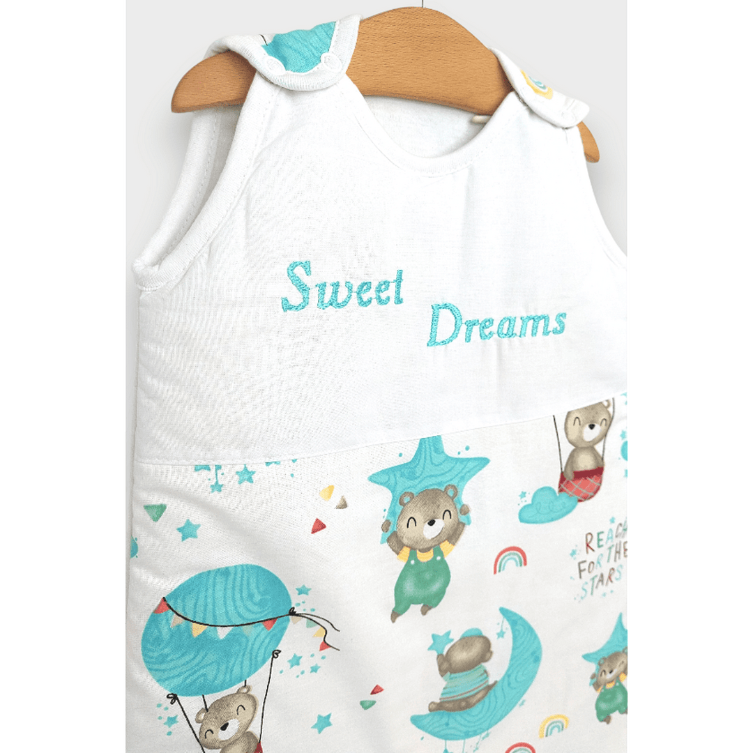 Rainy Sac de dormit pentru copii Sweet Dreams Ursuleț pe lună verde mentă