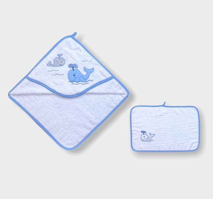 Rainy Set prosop pentru bebeluși cu glugă „Kitchata” 90x90 cm + prosopel 40x60 cm pentru băiețel