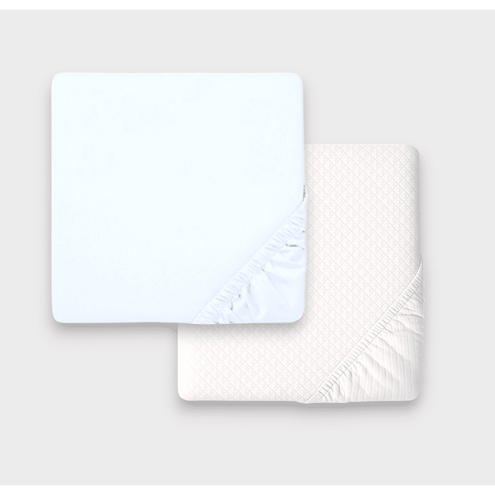 Rainy Set cearșaf de pat pentru bebeluși din jerse cu elastic și protecție matlasată Lux 60x120 cm. alb