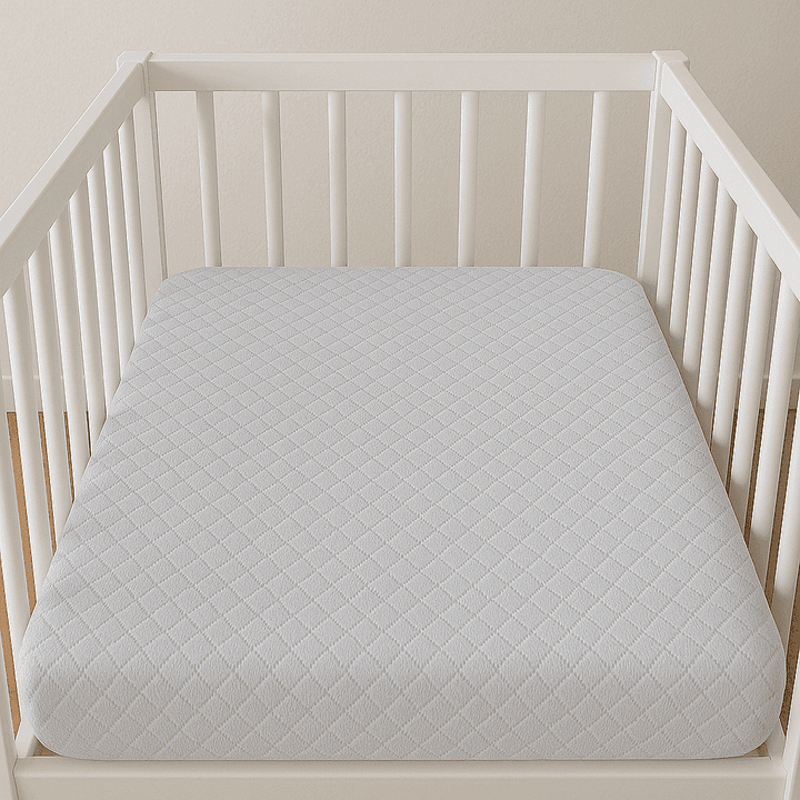 Set Rainy de cearșafuri tricotate pentru bebeluși cu elastic și protecție capitonată Lux 60x120 cm, albastru