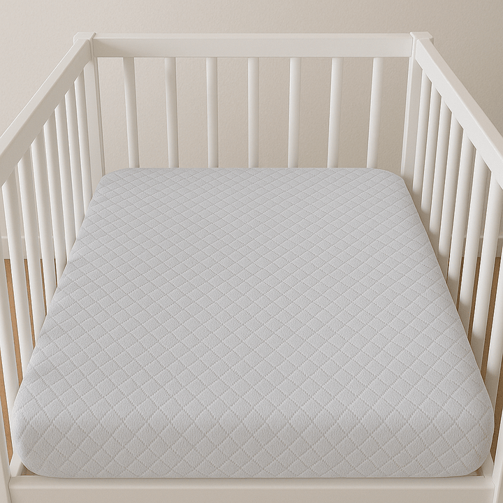 Rainy Set cearșaf de pat pentru bebeluși din jerse cu elastic și protecție matlasată Lux 70x140 cm. roz