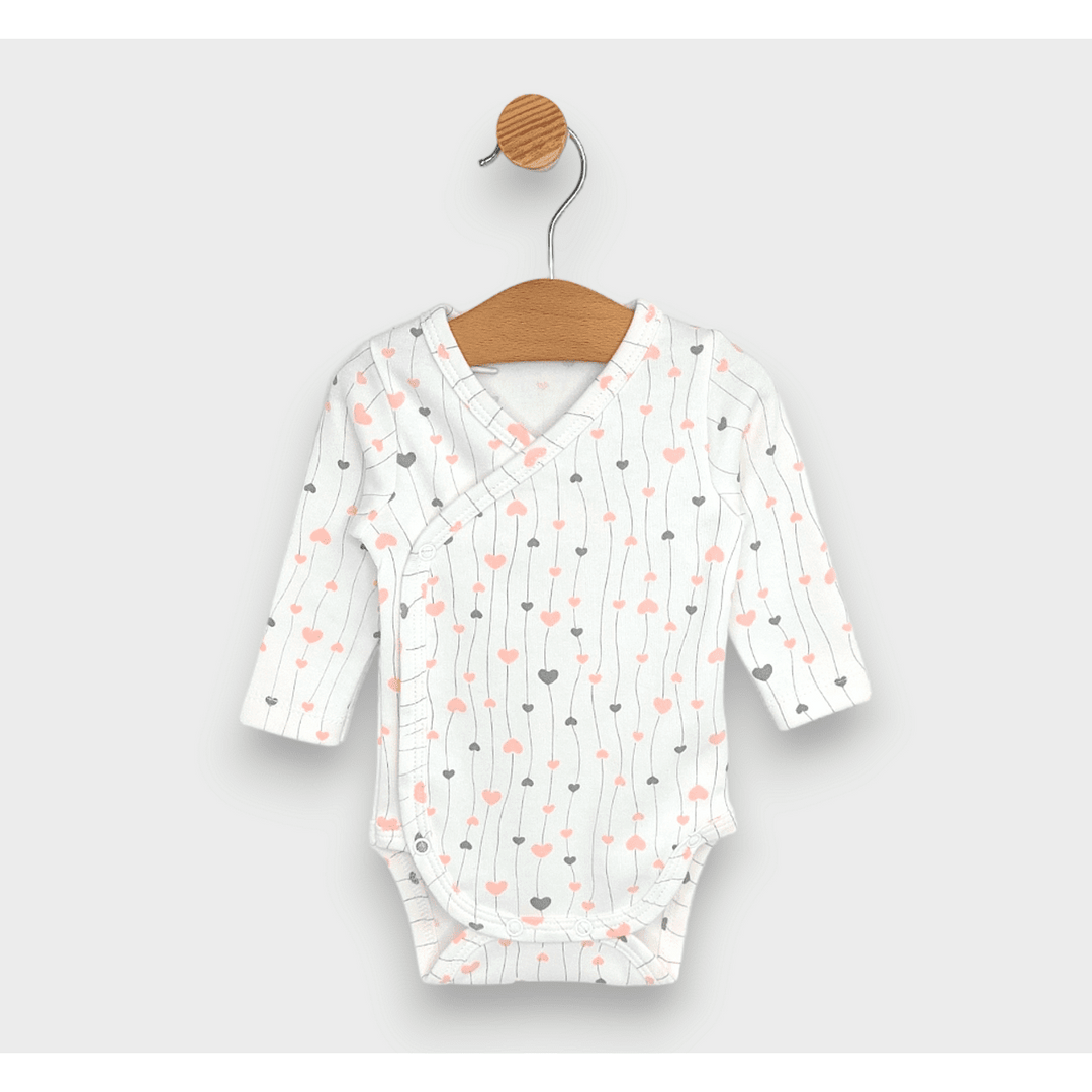 Rainy Set de body-uri 2 bucăți 48 - 68 cm. Inimi roz și gri / roz
