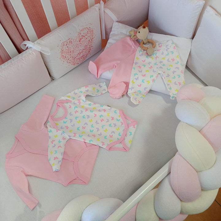 Rainy Set de 2 body-uri 56 - 74 cm. Fluturași / roz