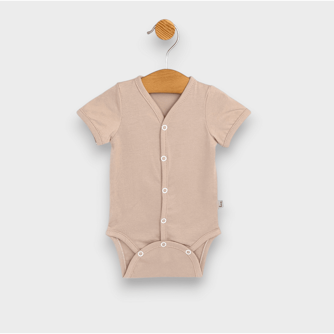 Set de 2 body-uri Rainy cu mânecă scurtă, 56-80 cm, culoare latte/ecru