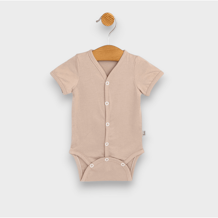 Set de 2 body-uri Rainy cu mânecă scurtă, 56-80 cm, culoare latte/ecru