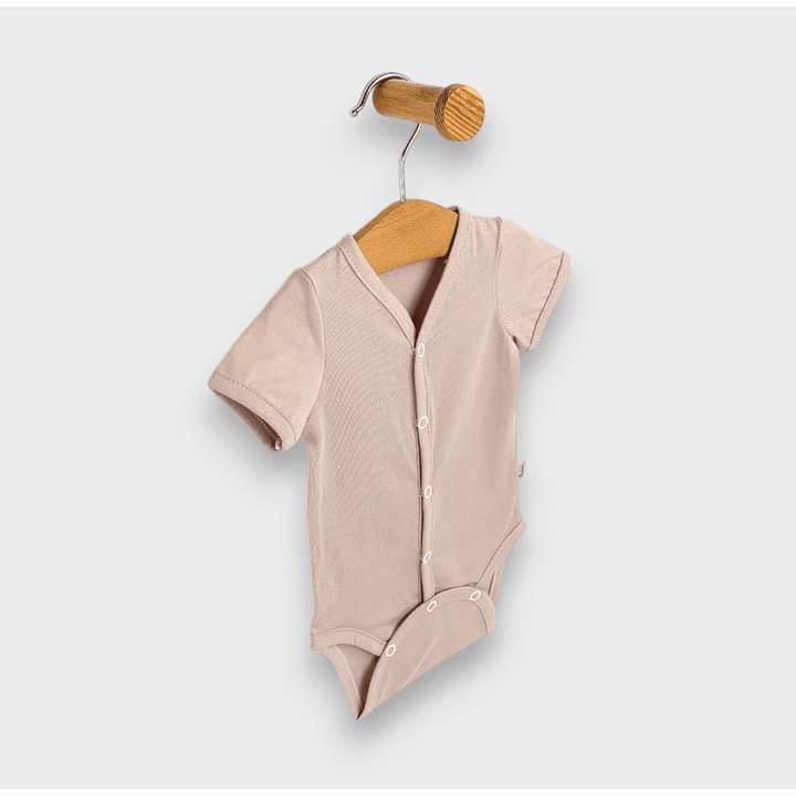 Set de 2 body-uri Rainy cu mânecă scurtă, 56-80 cm, culoare latte/ecru