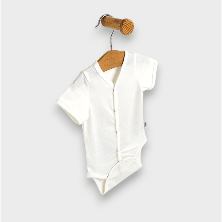 Set de 2 body-uri Rainy cu mânecă scurtă, 56-80 cm, culoare latte/ecru