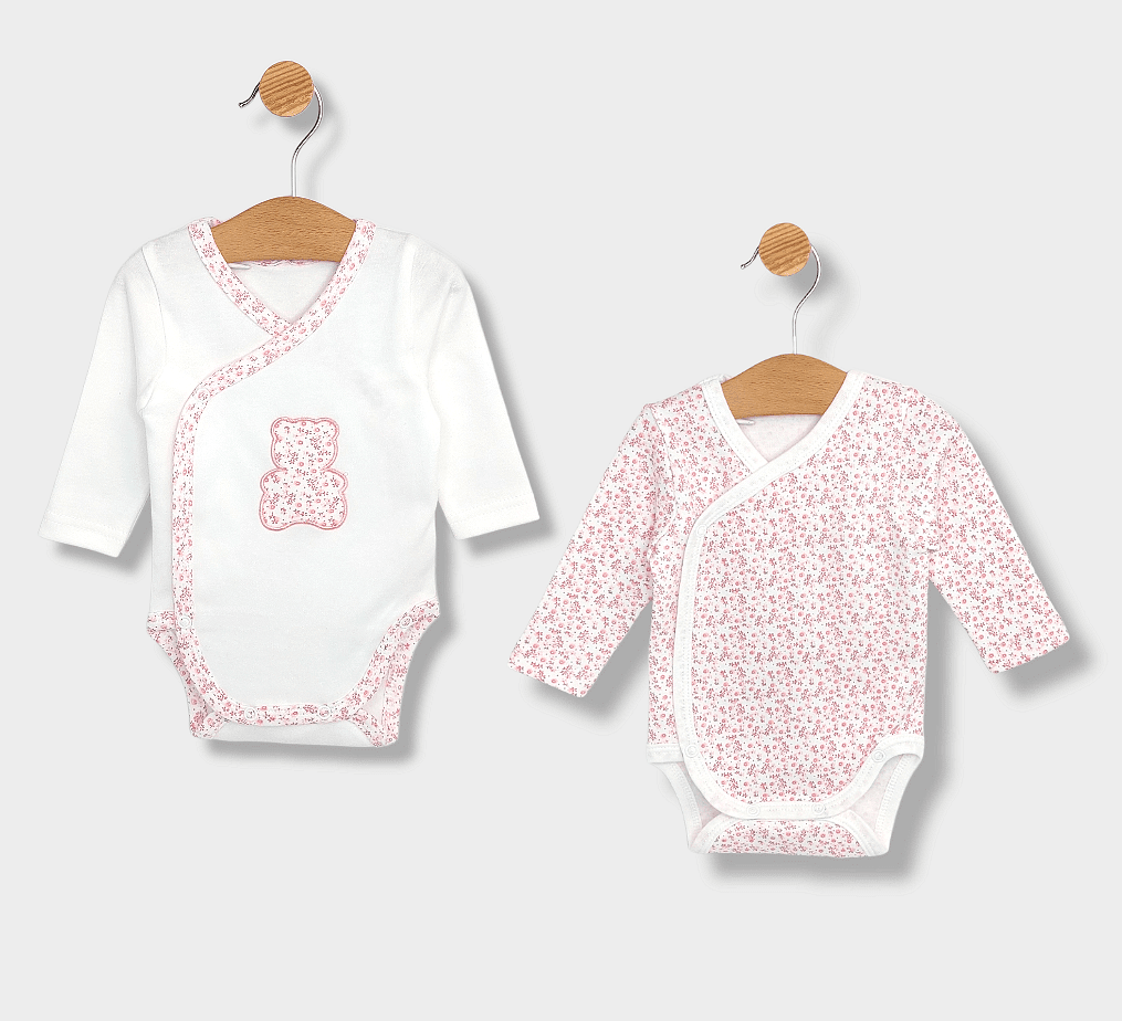 Set de body-uri Rainy, 2 piese, cu flori, 56–68 cm.
