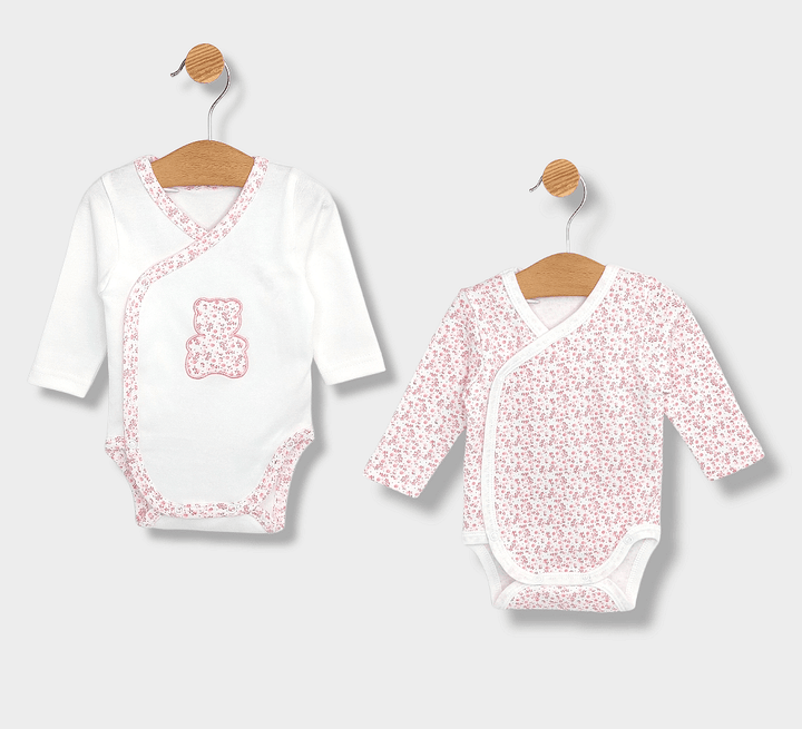 Set de body-uri Rainy, 2 piese, cu flori, 56–68 cm.