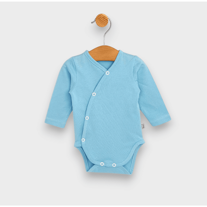 Set de 3 body-uri Rainy cu mânecă lungă, 48 - 80 cm, alb/măr/cer