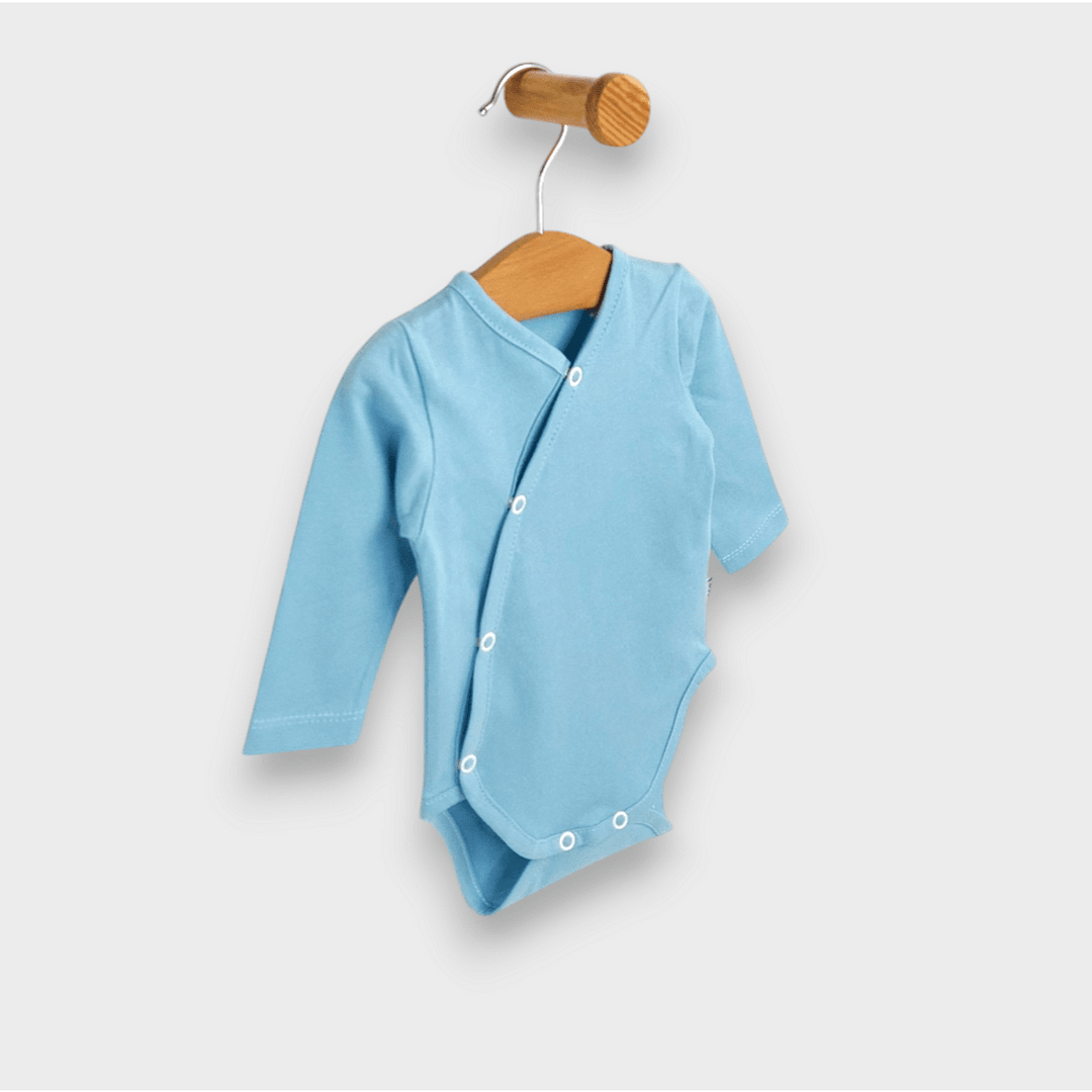 Set de 3 body-uri Rainy cu mânecă lungă, 48 - 80 cm, alb/măr/cer