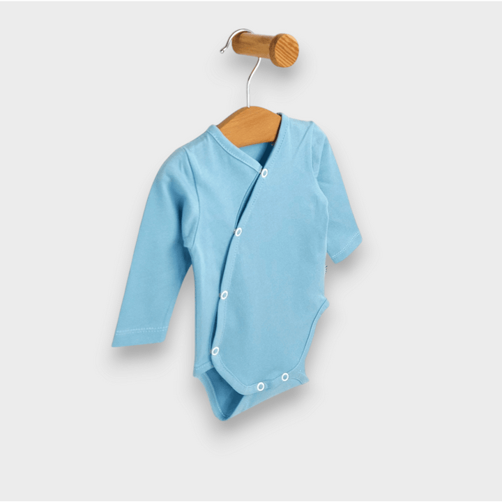 Set de 3 body-uri Rainy cu mânecă lungă, 48 - 80 cm, alb/măr/cer