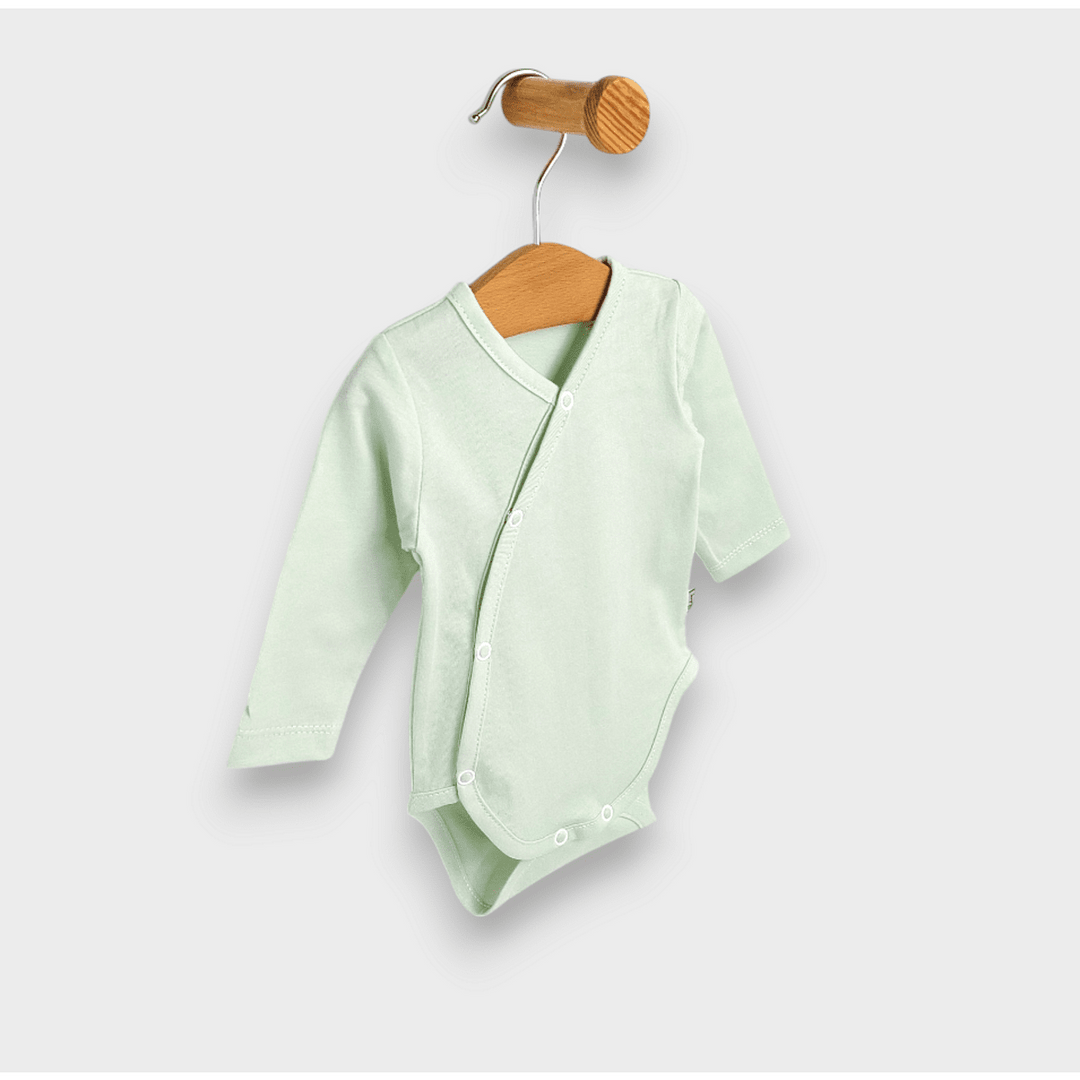 Set de 3 body-uri Rainy cu mânecă lungă, 48 - 80 cm, alb/măr/cer