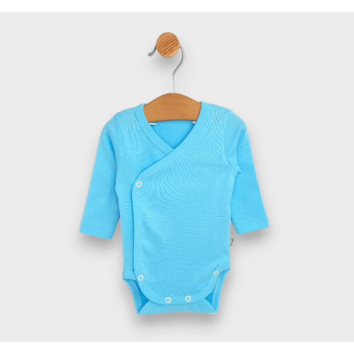 Set de 3 body-uri Rainy cu mânecă lungă, 48 - 80 cm, kiwi/alb/albastru