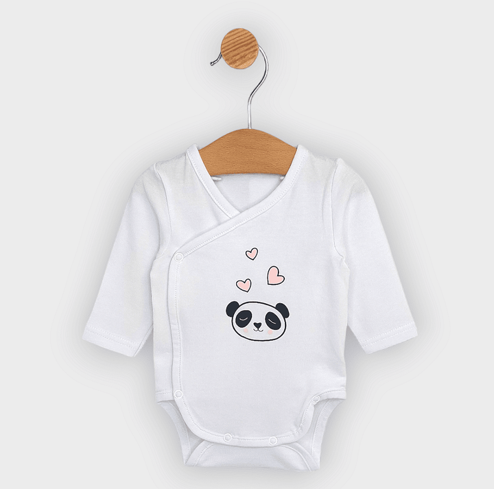 Rainy Set body-uri 3 piese 56-68 cm Panda cu inimioare
