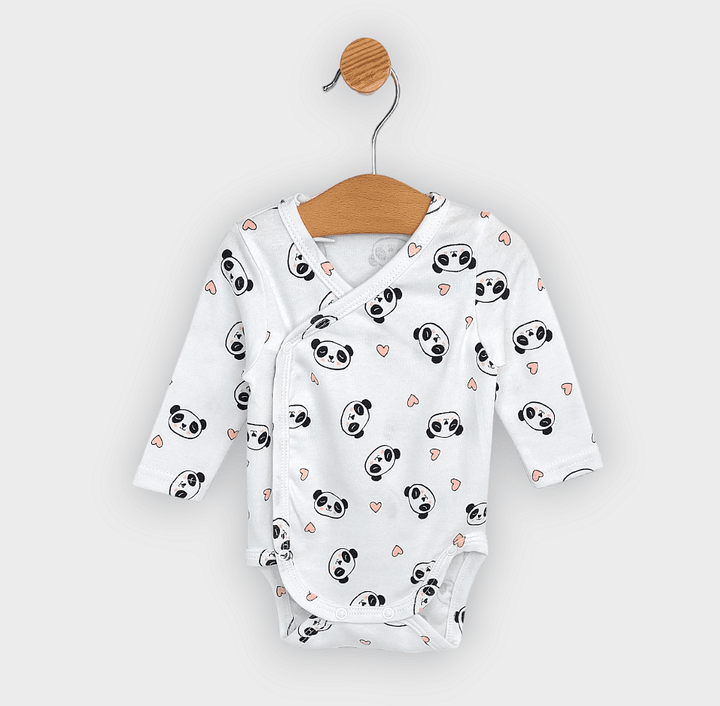 Rainy Set body-uri 3 piese 56-68 cm Panda cu inimioare