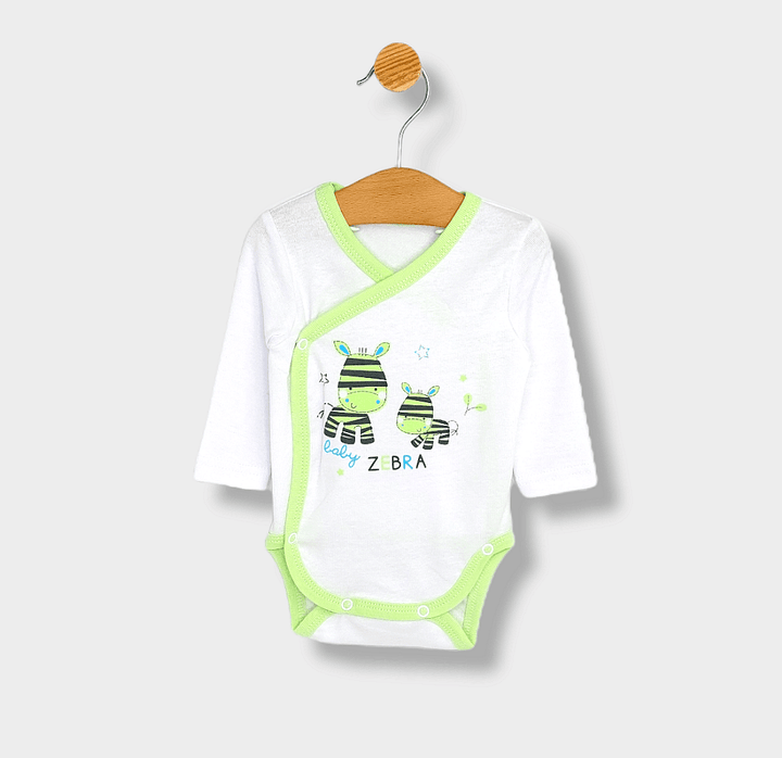 Set de body-uri Rainy, 3 piese, model Baby Zebra, verde, 56-74 cm