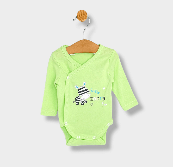 Set de body-uri Rainy, 3 piese, model Baby Zebra, verde, 56-74 cm