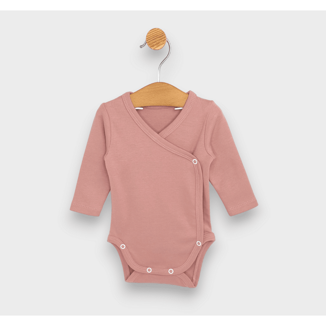 Set de body-uri Rainy din 3 piese, cu mâneci lungi, 48 - 68 cm, roz/roz prăfuit/cacao cald