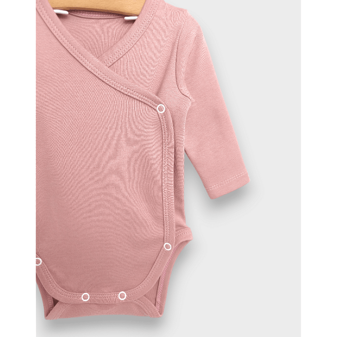 Set de body-uri Rainy din 3 piese, cu mâneci lungi, 48 - 68 cm, roz/roz prăfuit/cacao cald