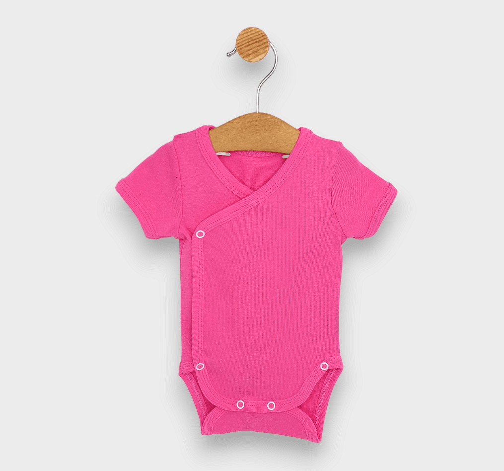 Set de body-uri Rainy, 3 piese, cu mânecă scurtă, 56 cm, alb/roz/cyclamen