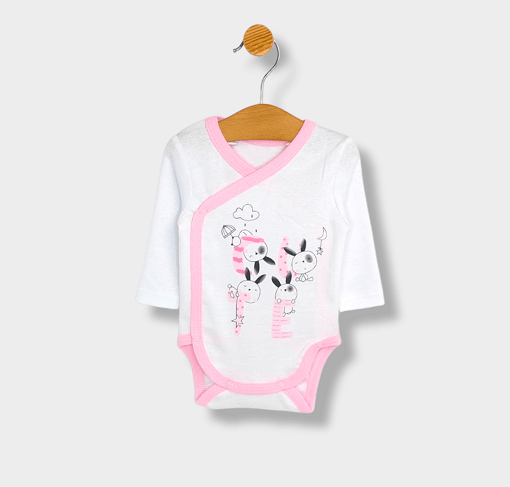 Set de 3 body-uri Rainy Cute roz 56-74 cm