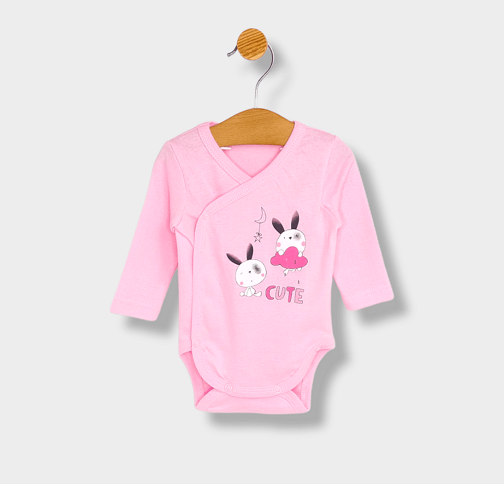 Set de 3 body-uri Rainy Cute roz 56-74 cm