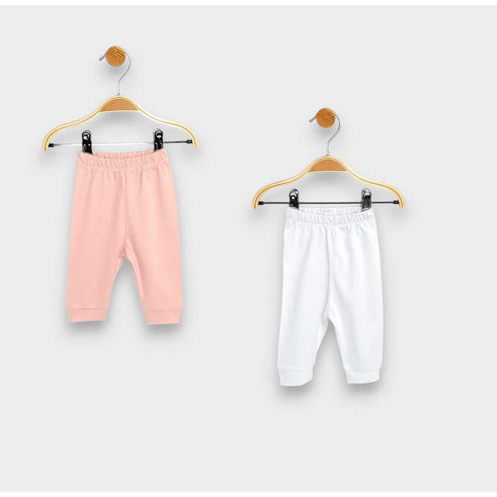 Rainy Set de 2 perechi de pantalonași, 56–80 cm, bonbon/alb