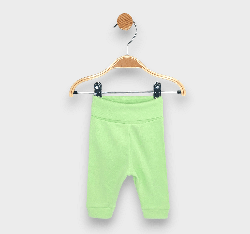 Rainy Set de 2 perechi de pantalonași cu talie pliabilă, 56–74 cm, kiwi/alb