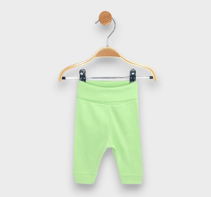Rainy Set de 2 perechi de pantalonași cu talie pliabilă, 56–74 cm, kiwi/alb