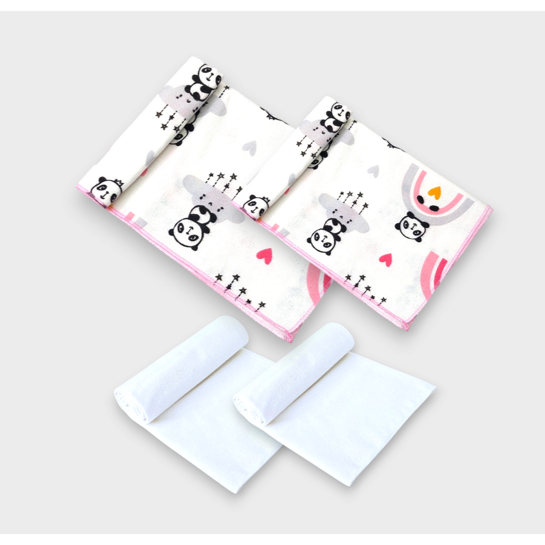 Rainy Set scutece din bumbac pentru bebeluși finet și finet subțire (tenzuh) Panda pe curcubeu roz