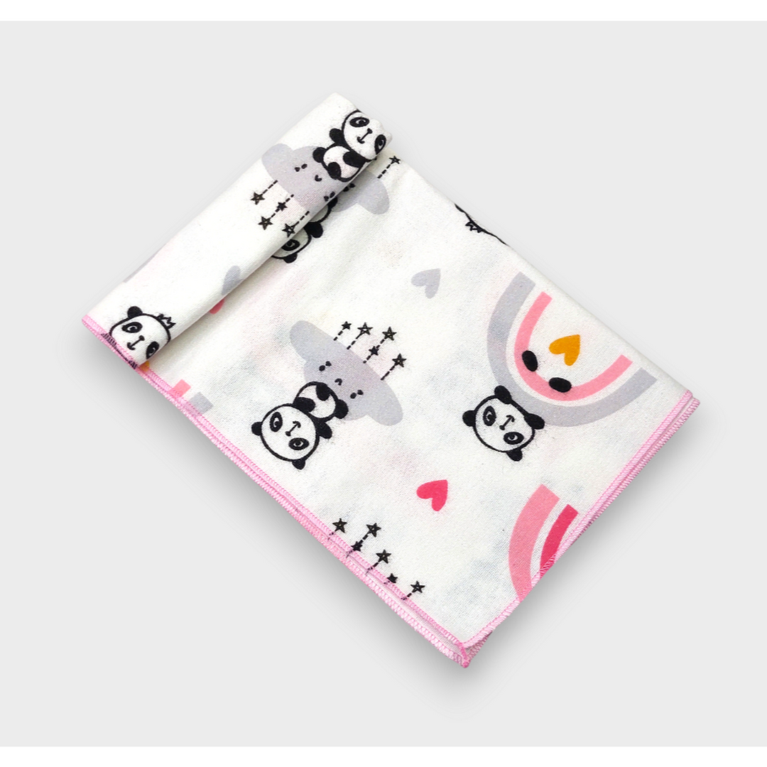 Rainy Set scutece din bumbac pentru bebeluși finet și finet subțire (tenzuh) Panda pe curcubeu roz