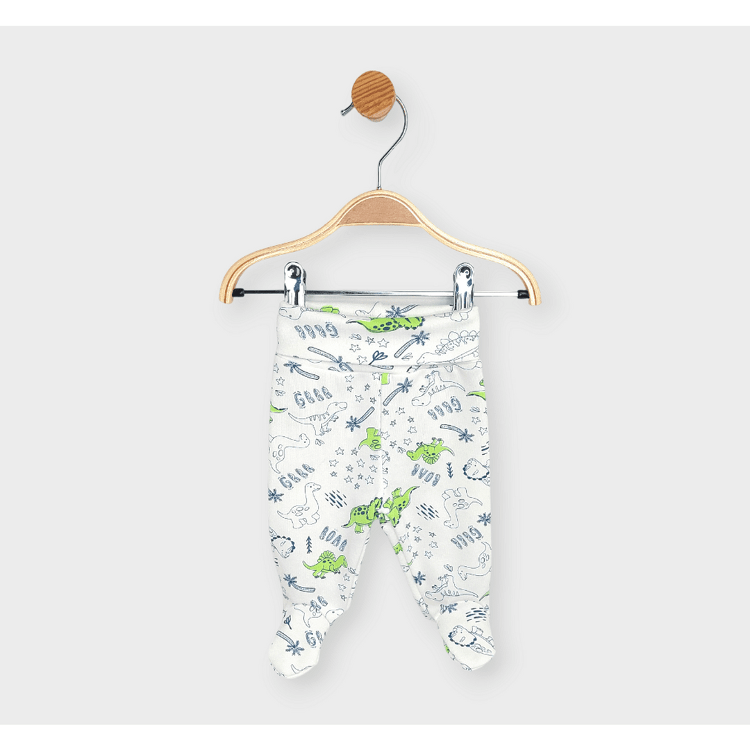 Rainy Set de 2 perechi de pantaloni cu botosei și betelie întoarsă 48 - 68 cm. Dinozauri cu palmieri / kiwi
