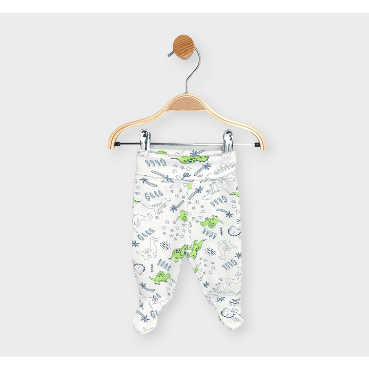Rainy Set de 2 perechi de pantaloni cu botosei și betelie întoarsă 48 - 68 cm. Dinozauri cu palmieri / kiwi