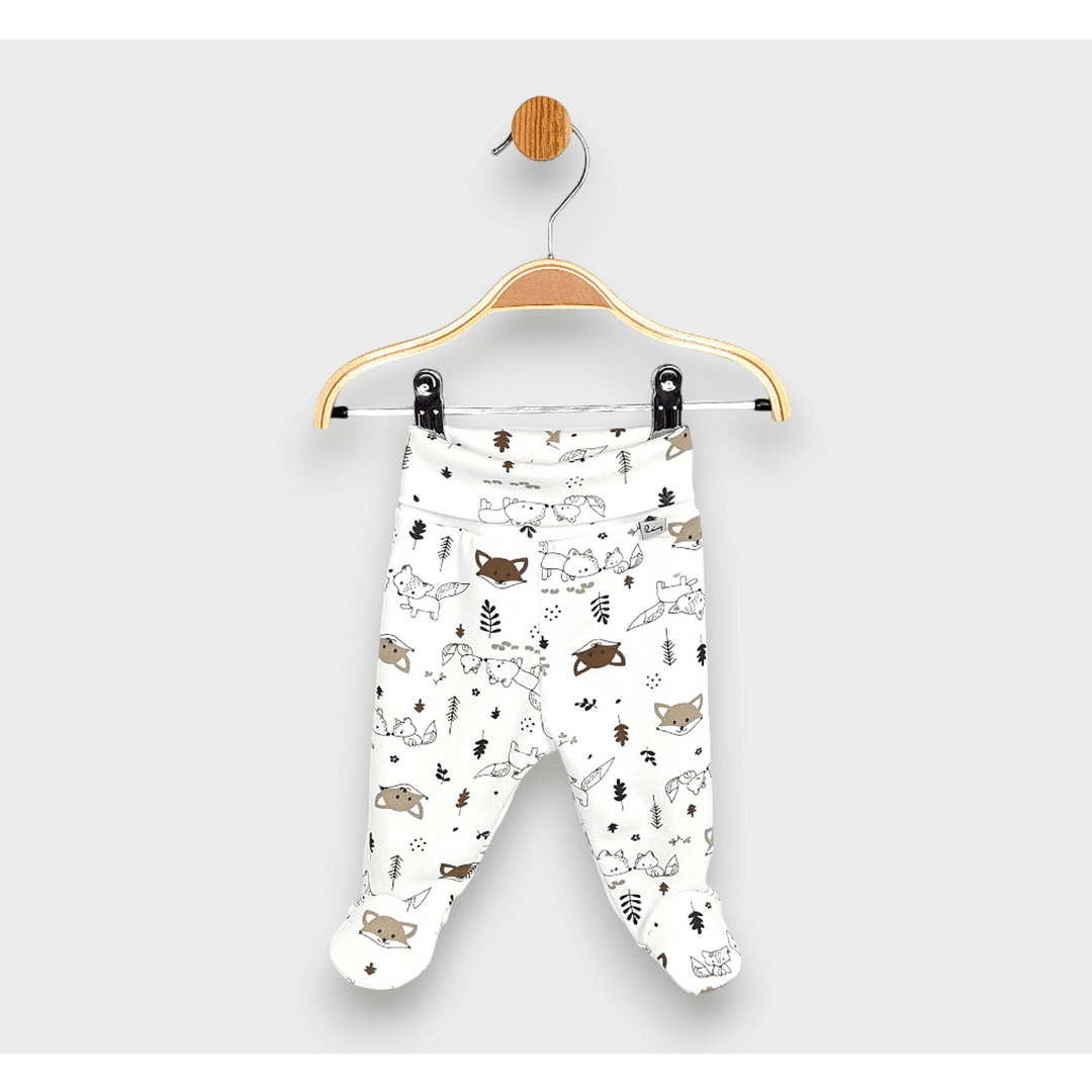 Rainy Set pantaloni cu botosei 2 bucăți cu betelie întoarsă 56 - 68 cm. Vulpițe / migdală