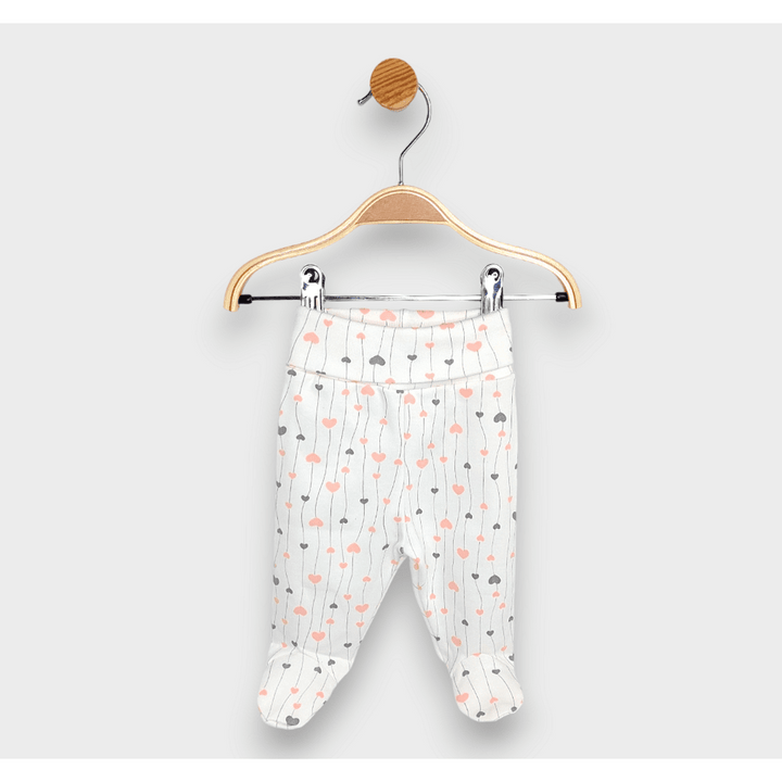 Set de 2 perechi de pantalonași cu botoșei Rainy cu talie pliabilă, 48 - 68 cm. Inimioare roz și gri / roz