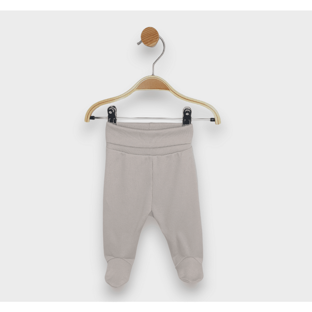 Rainy Set de pantalonași cu botosei 2 bucăți cu betelie întoarsă 48 - 68 cm. Steluțe gri și bej / cacao cald