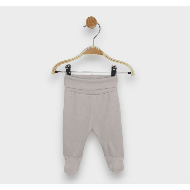 Rainy Set de pantalonași cu botosei 2 bucăți cu betelie întoarsă 48 - 68 cm. Steluțe gri și bej / cacao cald