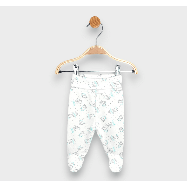 Rainy Set salopete cu botosei, 2 bucăți, cu betelie întoarsă, 48 - 68 cm. Ursuleți gri Baby / verde mentă