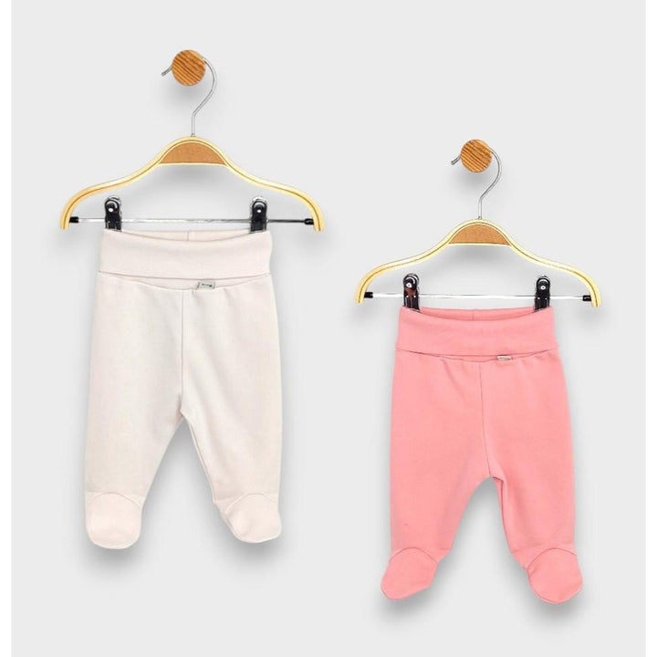 Rainy Set de 2 perechi de pantalonași cu botoșei cu talie pliabilă 56 - 68 cm, ecru delicat/pudră
