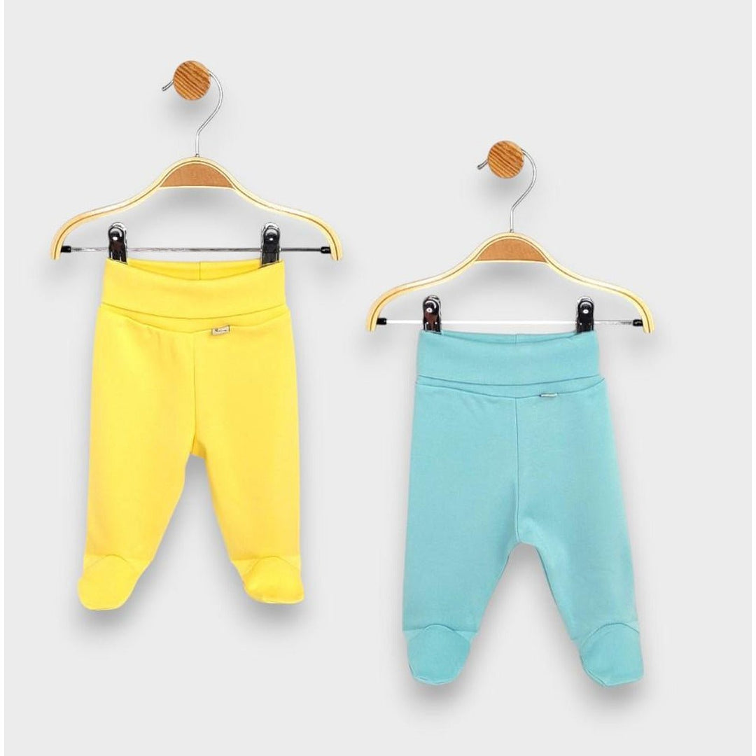 Rainy Set de 2 perechi de pantaloni cu botosei și betelie întoarsă 56 - 68 cm. galben/aqua