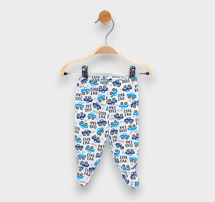 Rainy Set de două perechi de pantalonași cu botoșei pentru bebeluși 56-74 cm, albastru/imprimeu