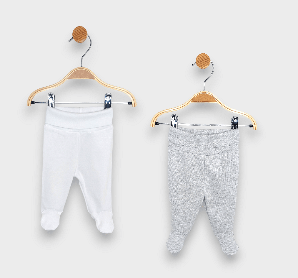 Rainy Set de pantalonași cu botoșei scurți din 2 piese cu talie pliabilă 56 cm, gri/alb