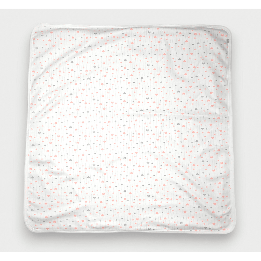 Rainy Păturică de vară pentru bebeluși Inimi roz și gri 85x85 cm.